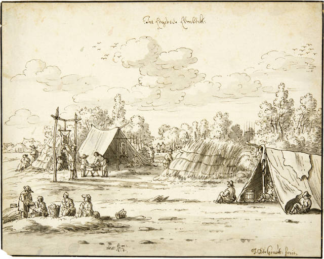 Josua de Grave : Soldatenlager bei Lembeek, mit Blick auf die ..., 2 August 1675