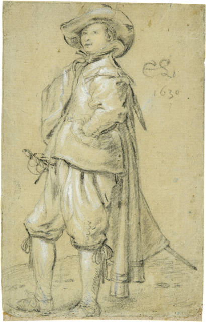 Cornelis Saftleven  : Eleganter junger Mann in ganzer Figur, die  ..., 1630
