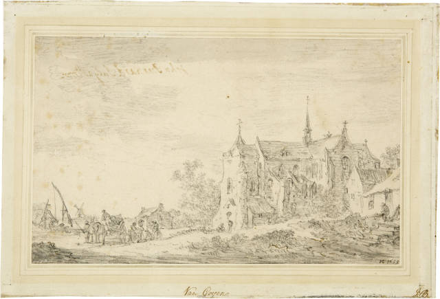 Jan van Goyen : Grosse Klosterkirche, links Strasse mit ..., 1653