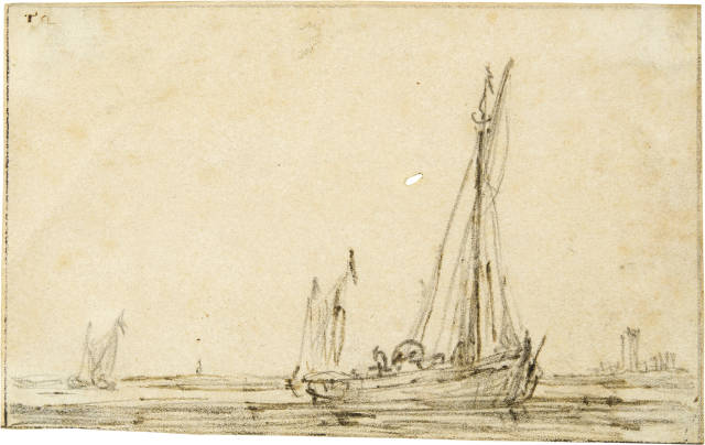 Jan van Goyen : Segelschiffe auf einem Kanal, Circa 1650