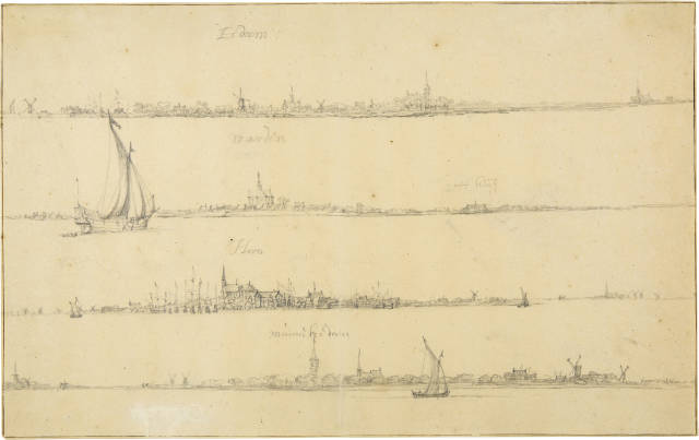 Jan Abrahamsz. Beerstraten : A. Horizontale Ansicht von Edam, Narden, ..., Circa 1650