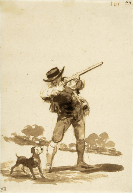 Francisco de Goya  : Ein Jäger mit Hund – Hunter and His Dog , Circa 1815-1820