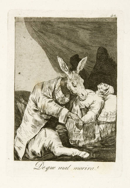 Francisco de Goya  : De que mal morira? - Woran wird er sterben? - ..., 1796-1798, 1st edition from 1799