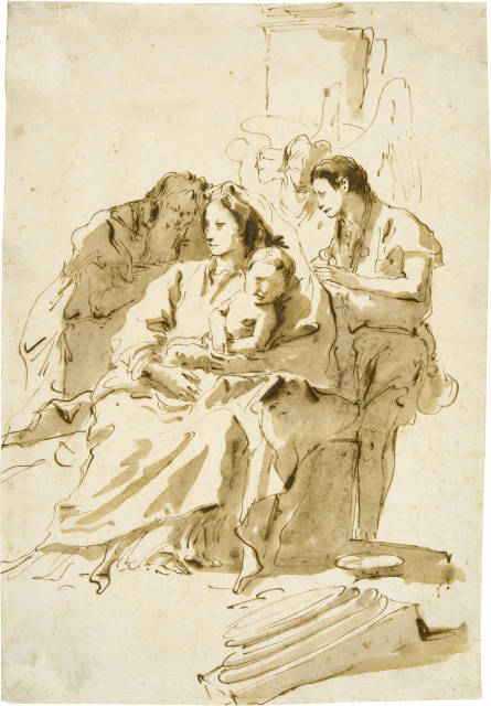 Giovanni Battista Tiepolo : Die Heilige Familie mit einem Schäfer und ...,  