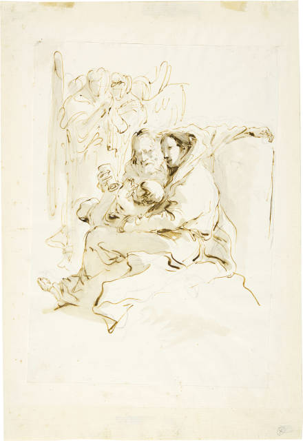 Giovanni Battista Tiepolo : Die Heilige Familie mit zwei Engeln, Circa 1754-1762