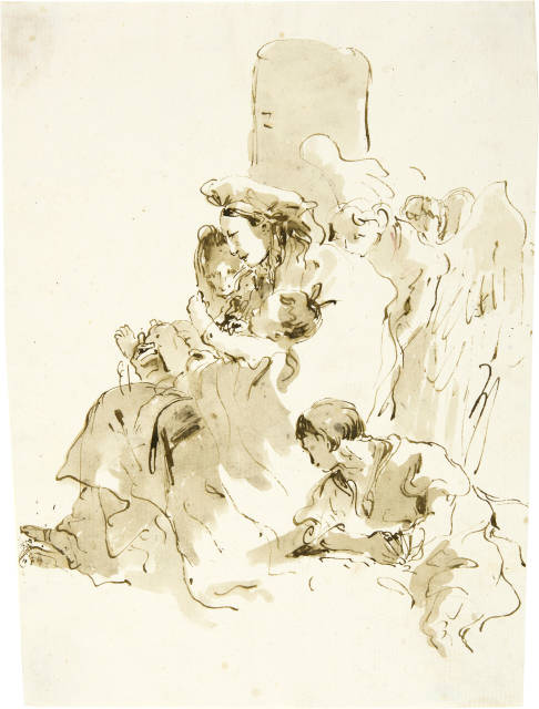 Giovanni Battista Tiepolo : Die Heilige Familie mit zwei Engeln und ..., Circa 1760