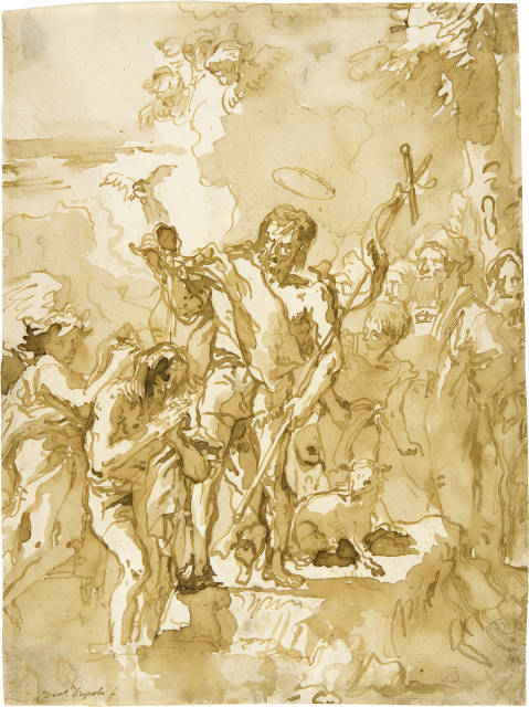 Giovanni Domenico Tiepolo : Taufe Christi, Circa 1770