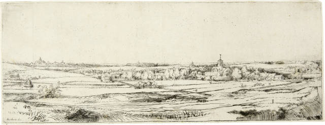 Rembrandt Harmensz. van Rijn  : Panorama von Bloemendaal mit dem Landgut von  ..., 1651