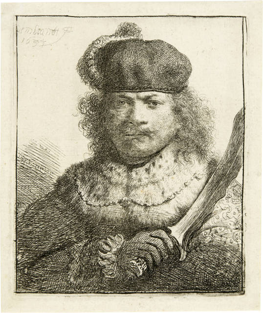 Rembrandt Harmensz. van Rijn  : Selbstbildnis mit dem Säbel - Self-Portrait  ..., 1634