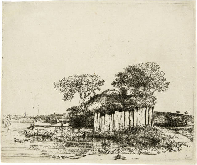 Rembrandt Harmensz. van Rijn : Die Hütte bei dem Plankenzaun - Cottage ..., 1648