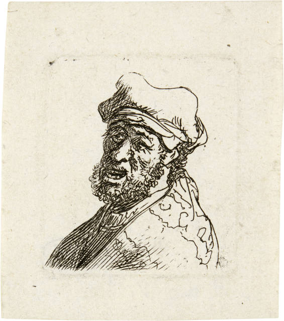 Rembrandt Harmensz. van Rijn  : Mann ausrufend, dreiviertel nach links - Man  ..., Um 1631 