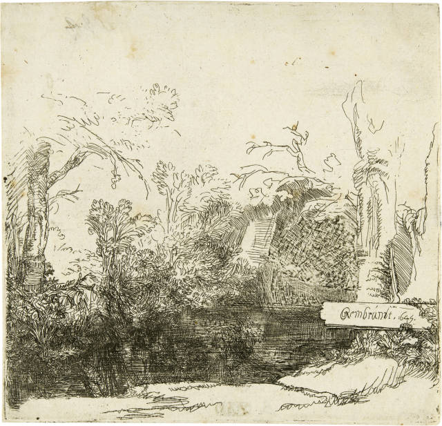 Rembrandt Harmensz. van Rijn : Der Kahn unter den Bäumen - A Brook with a ..., 1645