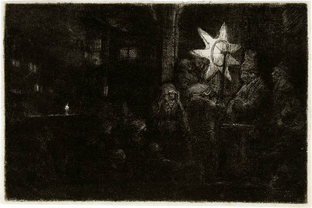 Rembrandt Harmensz. van Rijn  : Der Dreikönigsabend: Sternsingen - The Star  ..., Circa 1651