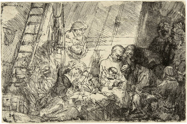 Rembrandt Harmensz. van Rijn : Die Beschneidung im Stall, Breitformat - The ..., 1654