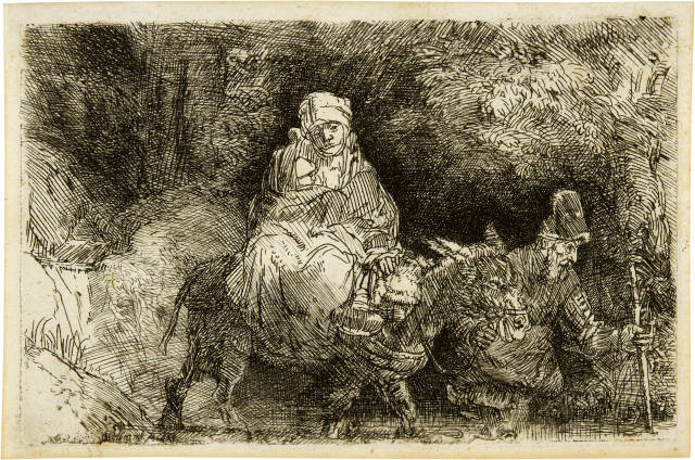 Rembrandt Harmensz. van Rijn  : Die Flucht nach Ägypten: Übergang über  ..., 1654