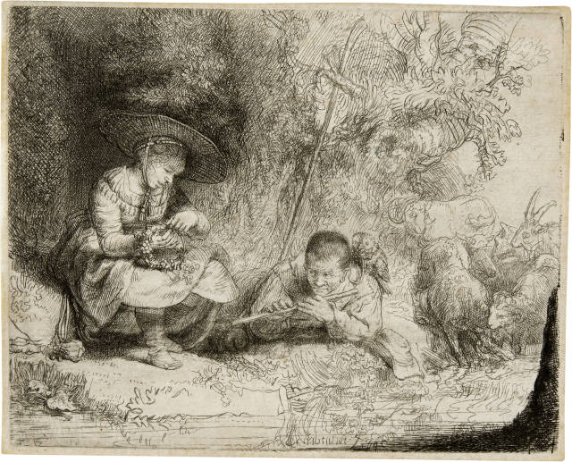 Rembrandt Harmensz. van Rijn  : Der Flötenspieler (Eulenspiegel) - The  ..., 1642