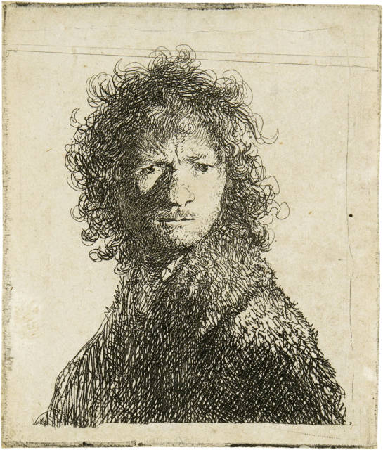 Rembrandt Harmensz. van Rijn  : Selbstbildnis, über die Schulter blickend -  ..., 1630