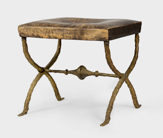 Diego Giacometti : Tabouret pieds en X 1ère version, Ca. 1960