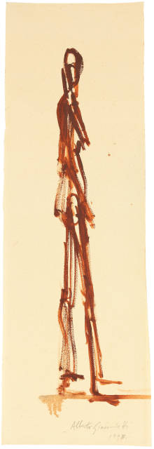 Alberto Giacometti : Femme debout de profil (recto) - Tête de ..., 1947