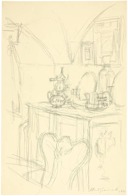 Alberto Giacometti : Le buffet dans la salle à manger de Stampa, 1955