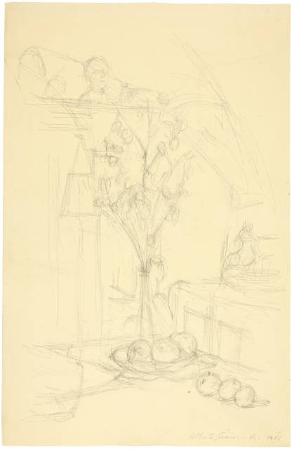 Alberto Giacometti : Fleurs dans un vase (recto) - Pommes et ..., 1958 
