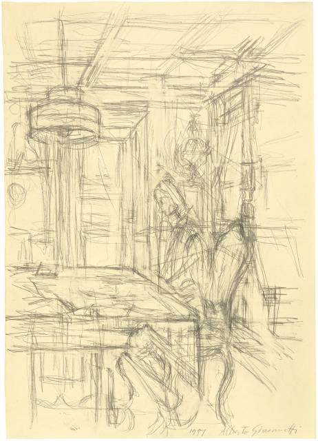 Alberto Giacometti : Annette sous la suspension à Maloja, 1951