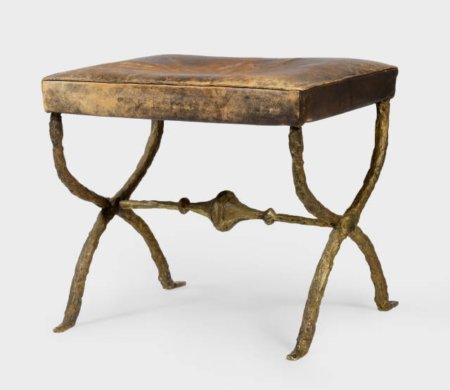 Diego Giacometti : Tabouret pieds en X 1ère version, Ca. 1960