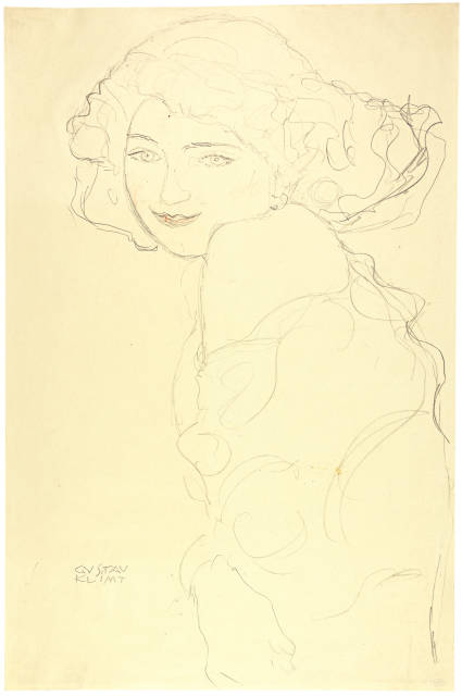 Gustav Klimt : Bildnis Ria Munk - Halbbild nach links, 1917-1918