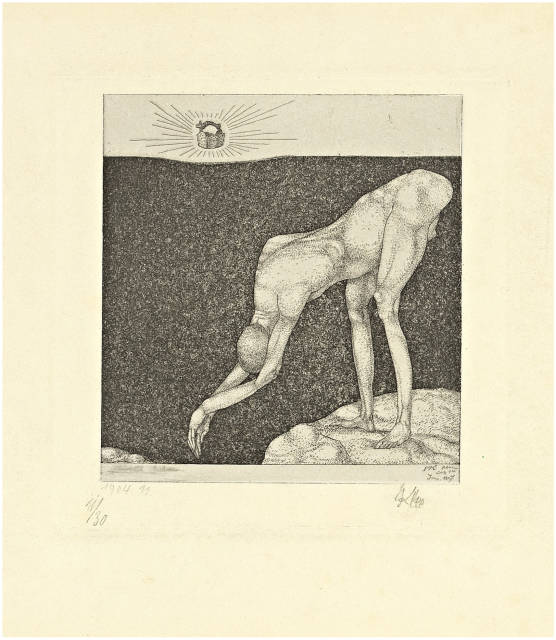 Paul Klee : Ein Mann versinkt vor der Krone - Inv. 7, 1904. Werknummer 1904.11 (Dezember 1904) 