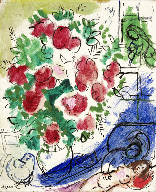 Marc Chagall : Esquisse pour 'Au bord de la Méditerranée' ..., 1956