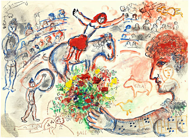 Marc Chagall : Offrande de bouquet au cirque, 1979