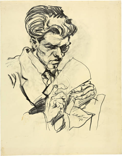 Ludwig Meidner  : Portrait Raoul Hausmann, im Profil nach  ..., 1913 