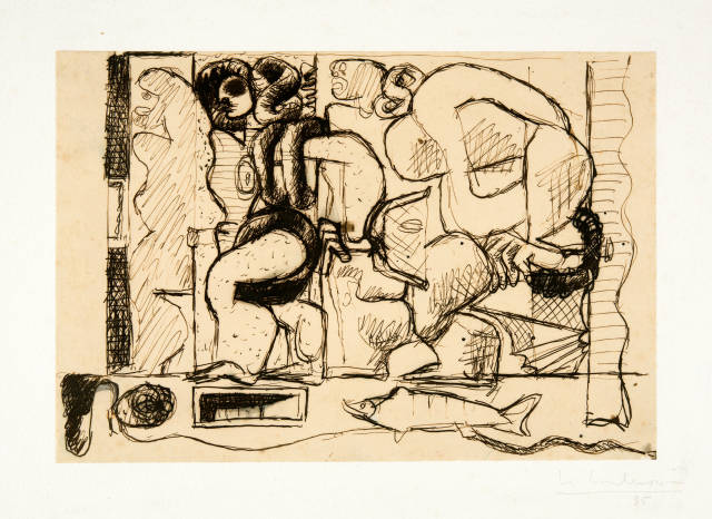 Le Corbusier : Deux pêcheuses avec épuisette et filet de ..., 1935