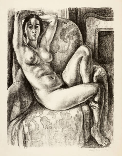 Henri Matisse : Nu au coussin bleu à côté d'une cheminée, 1925