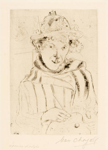 Marc Chagall : Autoportrait au chapeau orné, 1928, Printed 1957