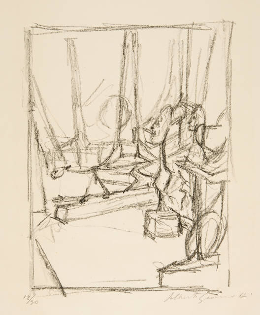 Alberto Giacometti  : Le Chat dans l'atelier I , 1951, Edition 1954