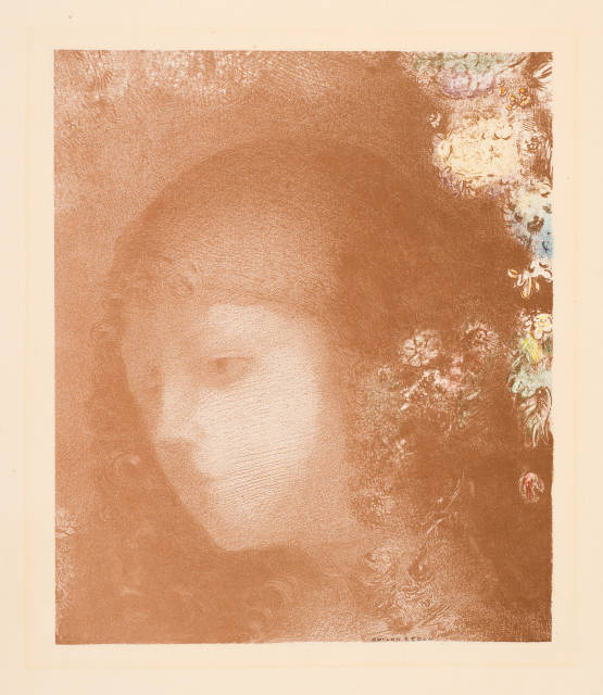 Odilon Redon : Tête d'enfant avec fleurs, 1897