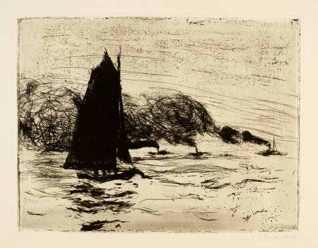 Emil Nolde : Segler und drei kleine Dampfer, 1910