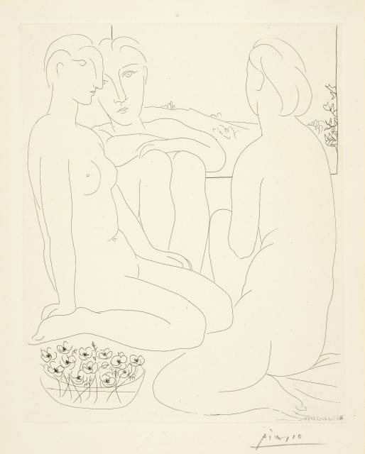 Pablo Picasso  : Trois femmes nues et une coupe d'anémones , Paris, 6. April 1933 