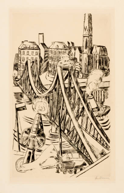 Max Beckmann : Grosse Brücke - Der Eiserne Steg in ..., 1922