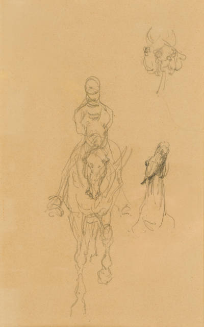Henri de Toulouse-Lautrec : Cavalier de face (recto) - Cavalier entre de ..., Circa 1879-1882