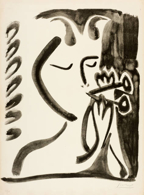 Pablo Picasso : Faune musicien n°3, Vallauris, 10 March 1948