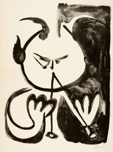Pablo Picasso : Faune musicien n°5, Vallauris, 10 March 1948