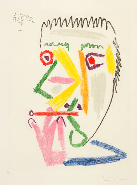 Pablo Picasso : Fumeur à la cigarette rouge, Mougins, 22 August 1964