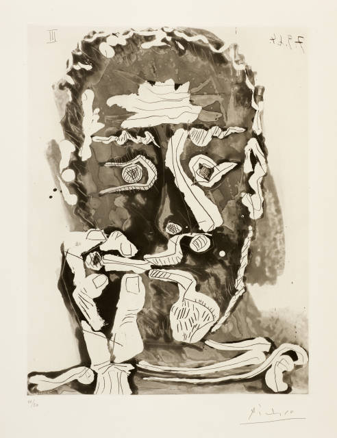 Pablo Picasso : Fumeur au front ridé, Mougins, 7 September 1964