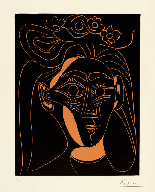 Pablo Picasso : Jacqueline au chapeau à fleurs. I, Mougins, 19 February 1962