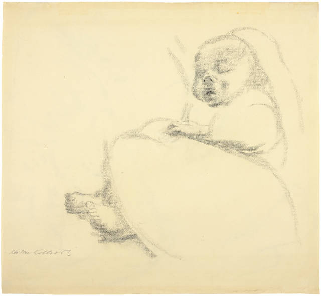 Käthe Kollwitz : Schlafendes sitzendes Kind , Circa 1930