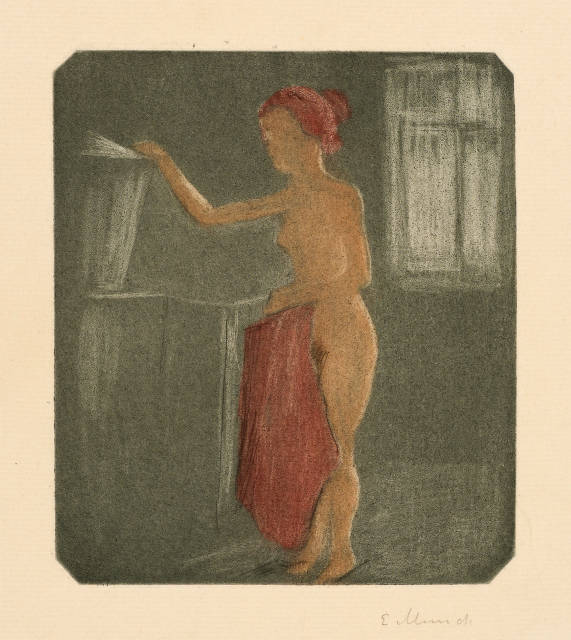 Edvard Munch : Stehender Akt im Innenraum - Nude Standing ..., 1896