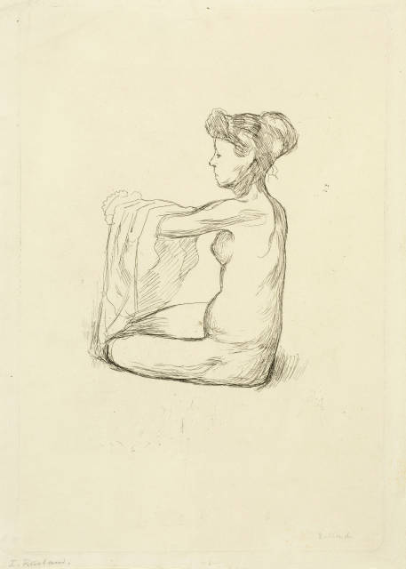 Edvard Munch : Weib, das Nachtkleid anziehend - Woman ..., 1896