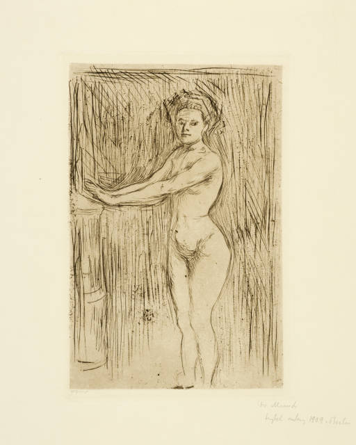 Edvard Munch : Modell, seine Hände wärmend - Model ..., 1896